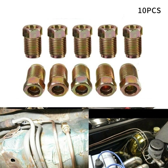 Mosiee 10Pcs Brake Pipe Nuts Male Metric 12Mm X 1.0Mm Nut Galvanized Brake Line Fitting Kit For Inverted Bell Mouth Of 3/16 Pipe.
