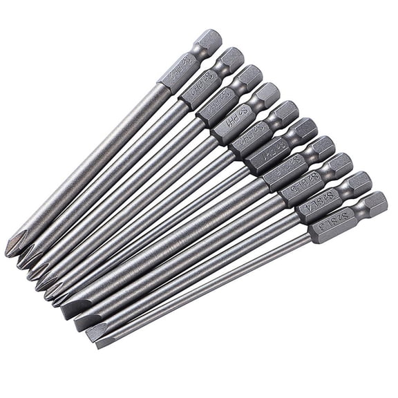 Mosiee 10Pcs Magnetic Slotted Ph2 100mm Screwdriver Bits Alloy Steel 1 4 Hex Shank Bits Driver Magnetic Bit Set Ph2 Slotted Hex Bit