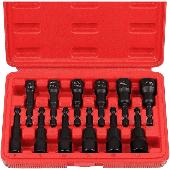 Mosiee 12Pc 1/4 Inch Drive Magnetic Socket Set Metric and Sae Sizes Heavy Duty