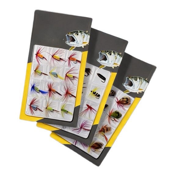 Mosiee 12Pcs Fly Fishing Hooks Set with Random Styles for Trout Bass Minnows Stream A-36Pcs