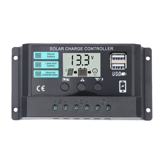 Mosiee 12V 24V Solar Controller with Real Time Lcd Display and Overcharge Protection 10A