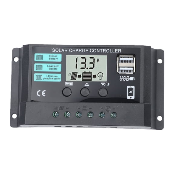 Mosiee 12V 24V Solar Controller with Real Time Lcd Display and Overcharge Protection 30A