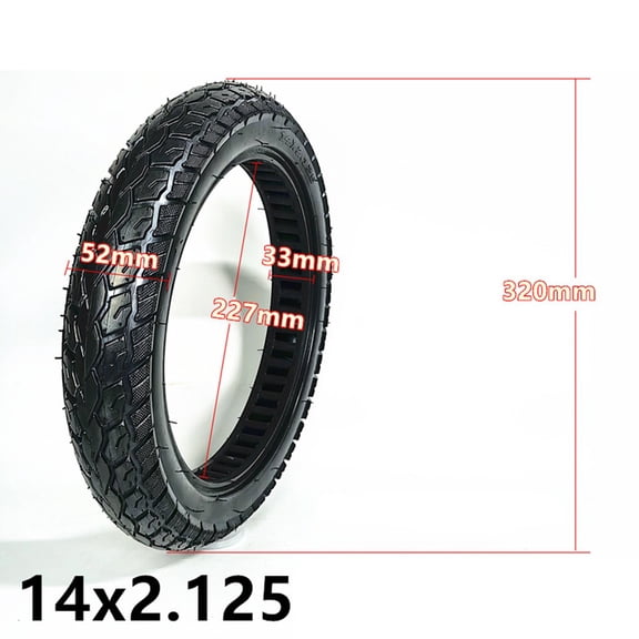 Mosiee 14X2.125 Solid Tire Puncture Proof Rubber Wheel for 14 inch Electric Bicycle Scooter E Bike Replacement Accessories Black