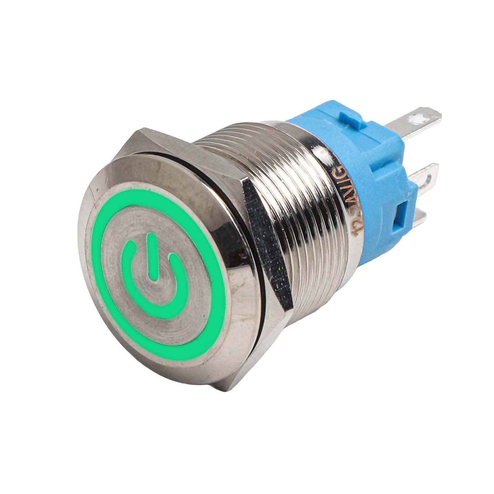 Mosiee 19mm Metal Push Button Switch with Power LED 12-24V Momentary ...