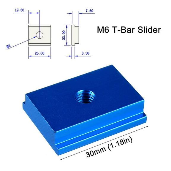 Mosiee 1Pc T-Track Slider T-Tracks Model Aluminum-Alloy T Slot Nut Standard Miter Track for Workbench Router Table Woodworking M6 Blue