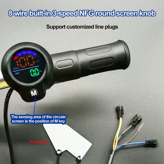 Mosiee 1X Throttle 48V Electric Bike Ebikes Scooters 5 Pin Hall Throttle Lcd Display Round Color Screen Electric Vehicle Throttle Parts B