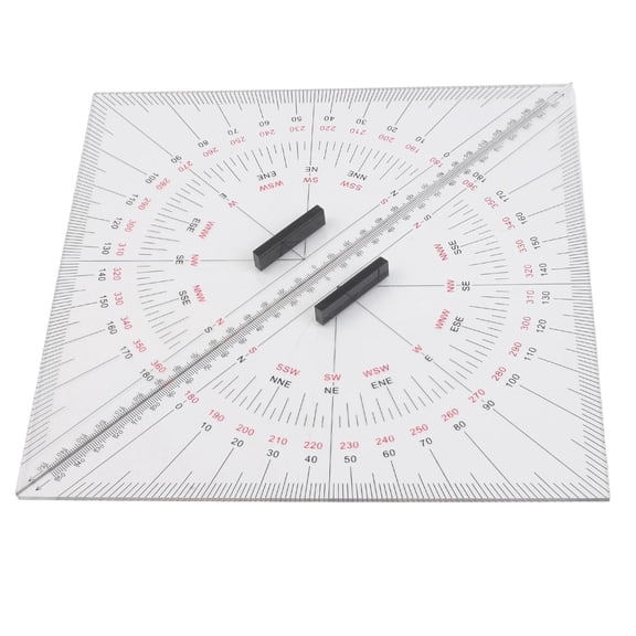 Mosiee 2 Pieces Acrylic Marine Chart Plotting Triangle Ruler Protractor 300mm Navigation Tool for Boat Yacht Ship