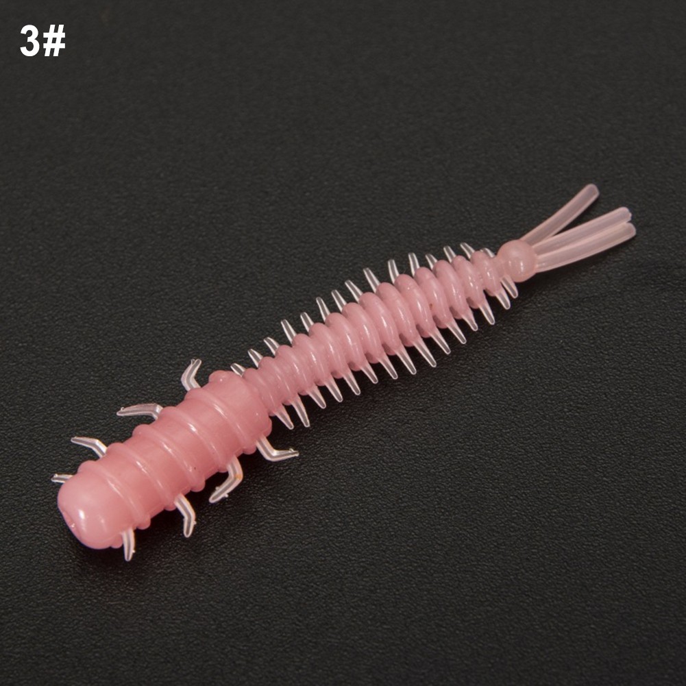 Mosiee 20Pcs 4.5Cm Fishing Soft Lure Larva Worm Bait Three Tailed