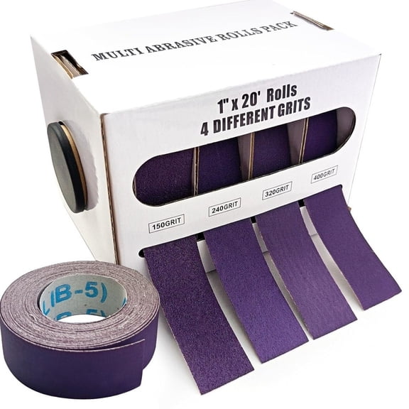 Mosiee 25mm Pull Out Sanding Belt Box Soft Cloth Rolls for Metal Wood Glass Stone Polishing and Grinding Abrasive Tools ﻿ 4Pcs