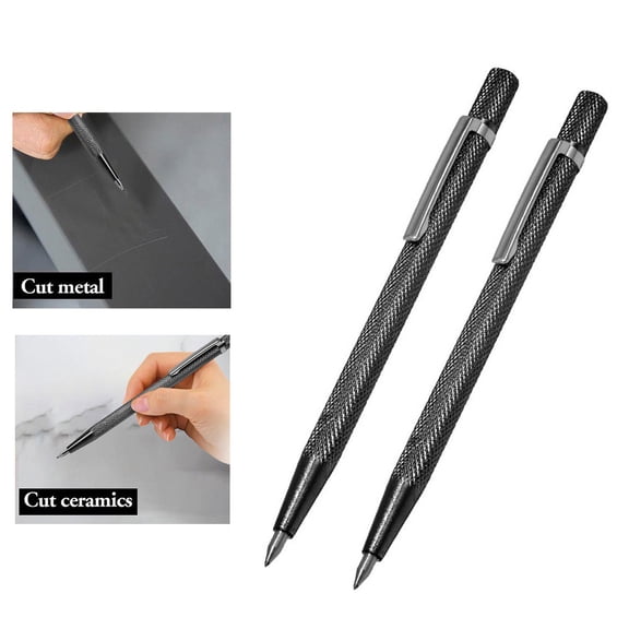 Mosiee 2Pc Tungsten Carbide Scriber Pen Metal Wood Cutting Marker Pencil Engraving Pen for Ceramic Wood Carving Glass Tile Cutting Tool