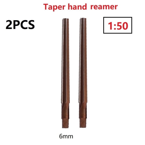 Mosiee 2Pcs 1:50 Conical Degree Manual Pin Taper Shank Hand Reamer 96 Silicon Machine Reamer Tools 2Pcs 6mm