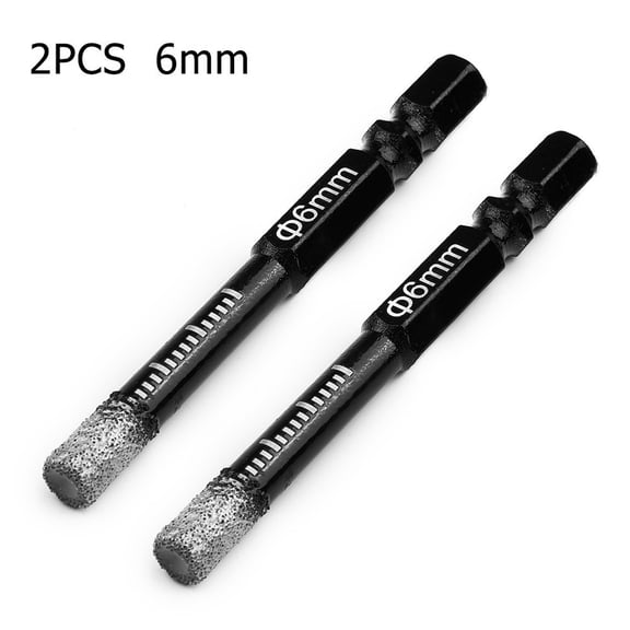 Mosiee 2Pcs 6mm Vaccum Brazed Diamond Dry Drill Bits Hole Saw for Drilling Granite & Marble Masonry Concrete Tile/Ceramic Glass Tool