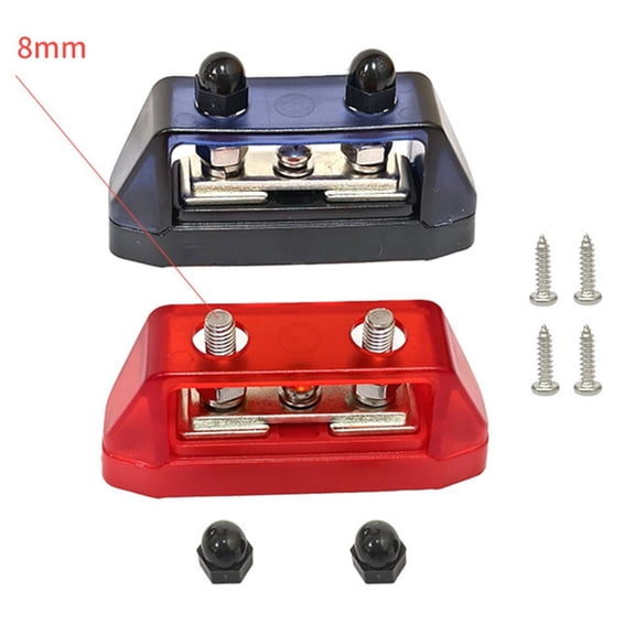 Mosiee 2Pcs Dual Stud Bus Bar 12-48V Power Distribution Block Holder For Car Boat