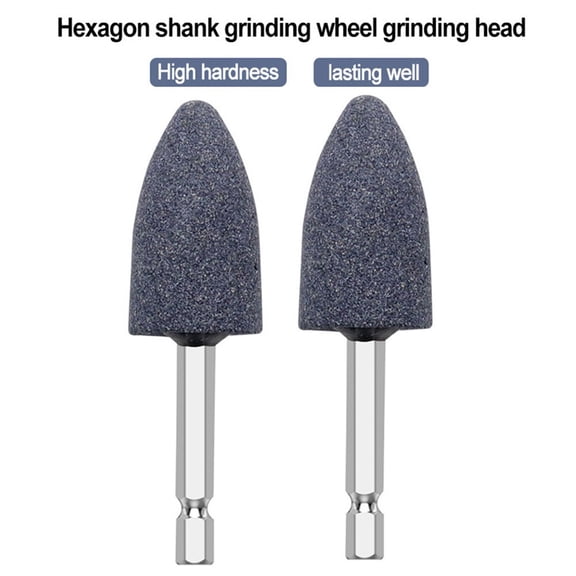 Mosiee 2Pcs Grinding Head Hexagonal Shank Grinding Wheel Sharpening Head Portable Grinding Drill Tool Corundumcone for Metal Machinery Conical