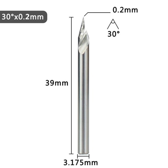 Mosiee 3.175mm V Shape Tip End Milling Cutter 20-60 Degree Tip Carbide 3D Engraving Bit Hand Tools Parts Power Tool Accessories 30Dx0.2