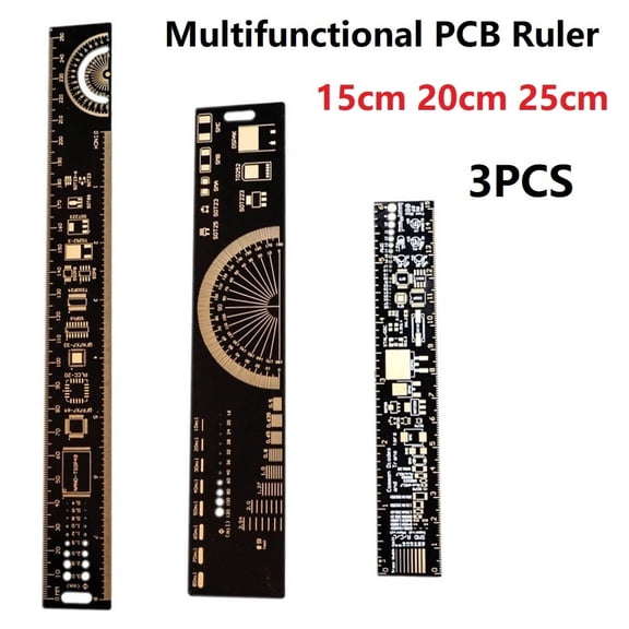 Mosiee 3Pcs Multifunctional Pcb Ruler Measuring Tool Capacitor Ic Diode