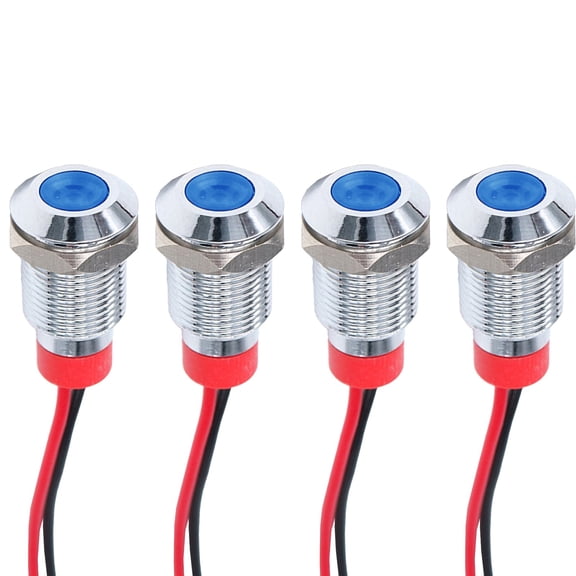 Mosiee 4 Pcs 10Mm Led Indicator Light 12-24V Waterproof Signal Light Metal Panel Light