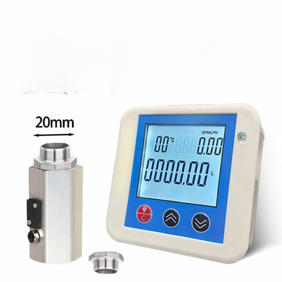 Mosiee 4 Points Digital Turbine Flow Meter with Temperature Sensor Lcd for Water Diesel External Thread
