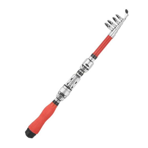 Mosiee 5 Section Telescopic Fishing Rod Ideal for Boat Rock and Light Casting Red-2.1M