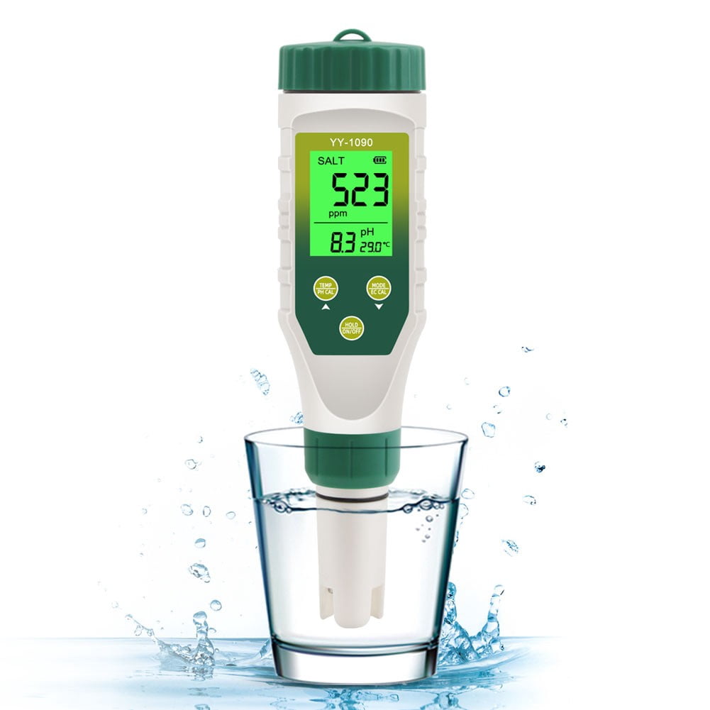 Mosiee 5-in-1 Screen Display Water Tester PH/SALT/EC Temperature Tester ...