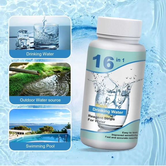 Mosiee 50 100 Individual Test Strips 16 In 1 Testing Kit Comprehensive Water Analysis Easy to Use Color Chart for Drinking Water 50 Barrels