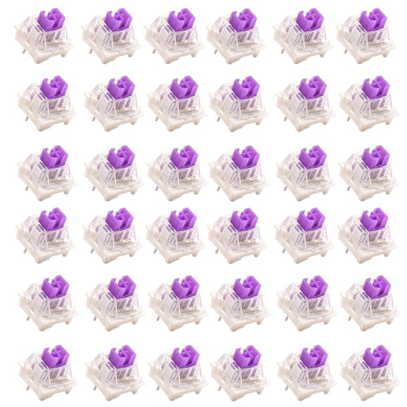Mosiee 50 Pcs Tactile Keyboard Switches for Mx-Style Mechanical Keyboards 3-Pin Plate-Mounted Pre-Lubed Clear Housing Purple