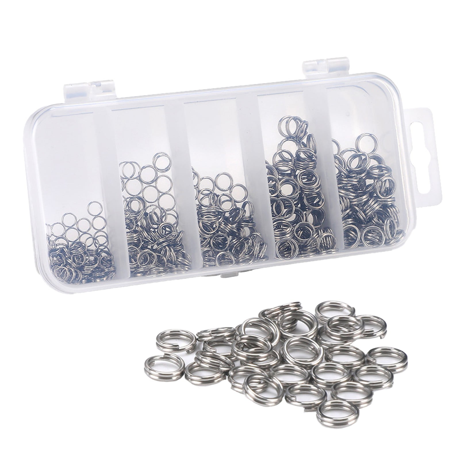 Mosiee 500Pcs 5 Sizes Fishing Stainless Steel Split Ring Connector