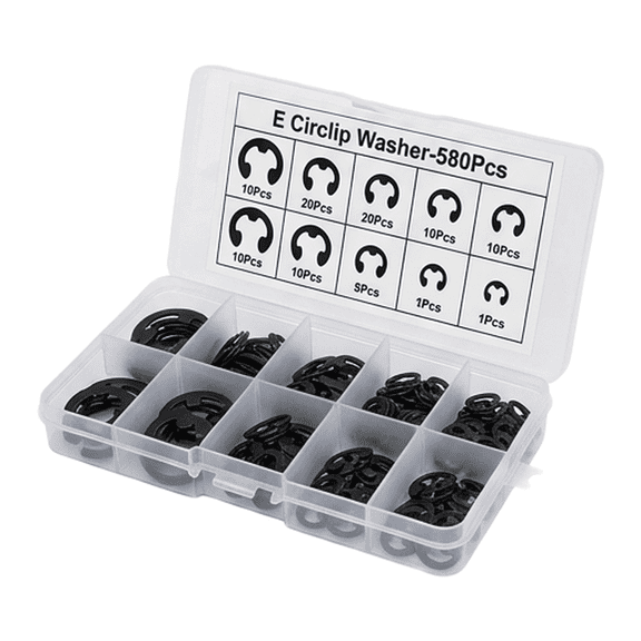 Mosiee 580Pcs Stainless Steel Retaining Circlip Set Snap Ring E-Clip Washer Assortment