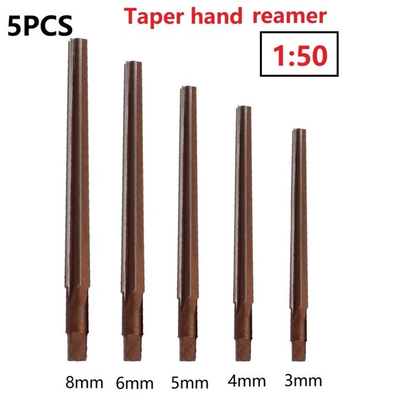 Mosiee 5Pcs Taper Pin Hand Reamer 1:50 Conical Degree Manual Pin Taper Shank Hand Reamer Machine Reamer Cnc Tools