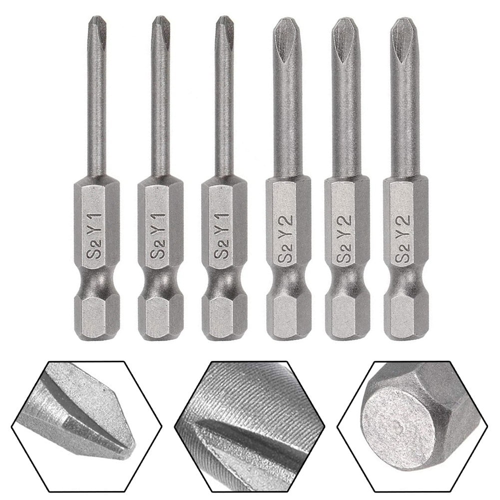 Mosiee 6Pcs 50Mm Y1 Y2 Y Tip Head Screwdriver Bits Set Hex Shank