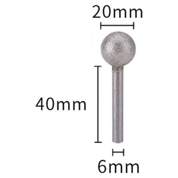 Mosiee 6mm Shank Spherical Head Diamond Grinding Bit Round Ball Burs for Stone Drill Power Tool Accessories 20mm