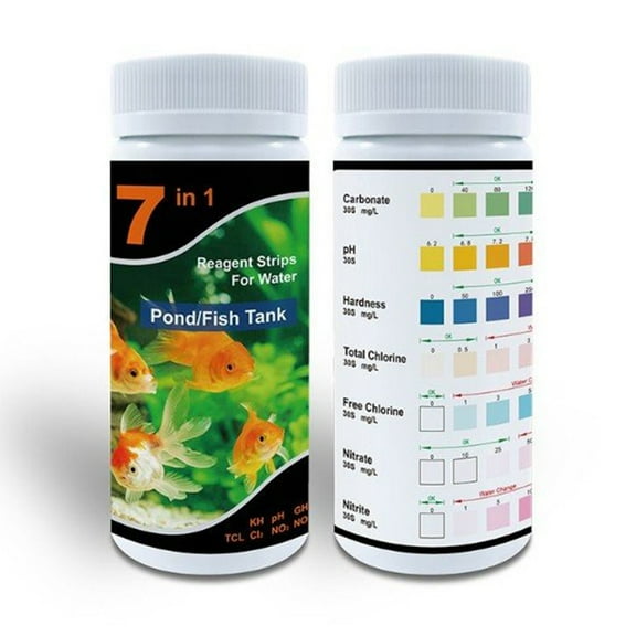 Mosiee 7 In 1 Aquarium Test Kit Pond Fish Tank Test Fresh Water Salt Water Test Strips Water Quality Testing Reagent for Aquarium Old