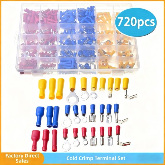 Mosiee 720Pcs Pre Insulated Crimp Terminal Kit Assorted Electrical Connectors with Ring