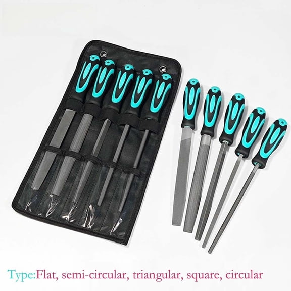 Mosiee 8 Inch Carbon Steel File Set 5Pcs with Non Slip Handle for Metal Wood Polishing