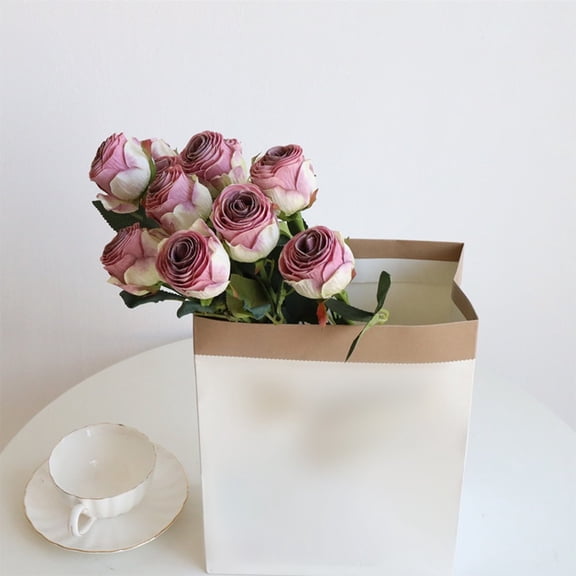 Mosiee 8Pcs Simulation Dried Rose Bouquet Living Room Table Decoration Silk Flower Purple