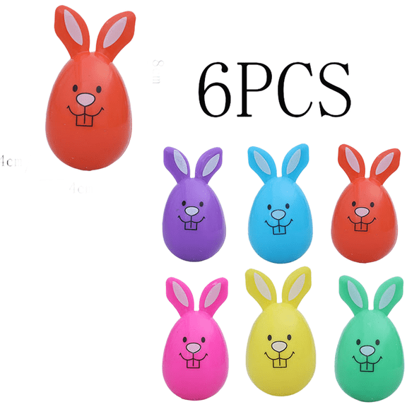 Mosiee 8cm Plastic Easter Egg Bunny Shape Openable Hollow Design Decorative Set for Baskets Party Favors Spring Celebrations 6Pcs B