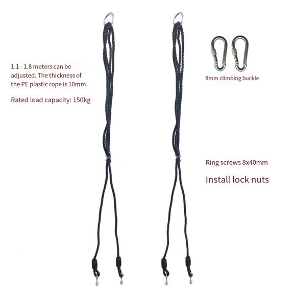 Mosiee Adjustable Swing Extension Rope with 2 Climbing Buckles, Suitable for Courtyards
