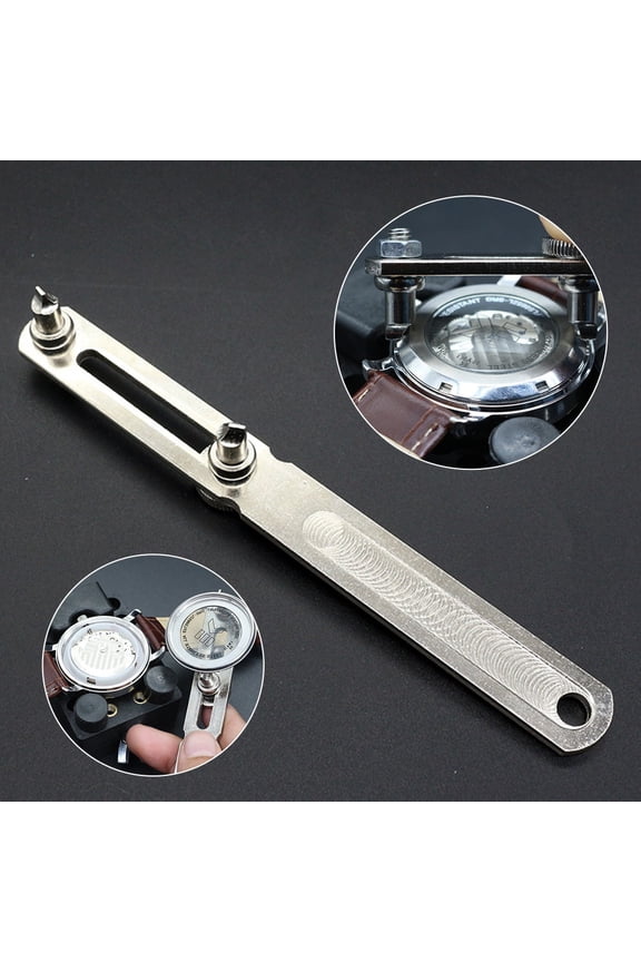 Adjustable Watch Back Cover Opener Tool with Two Silver Claws Fits Screw-In Clock Cases Up To 50mm Diagonal Spacing