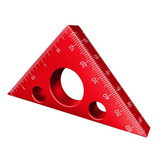 Mosiee Aluminum Alloy Triangle Ruler 45 Degree for Straight Edge Marking In Woodwork Red