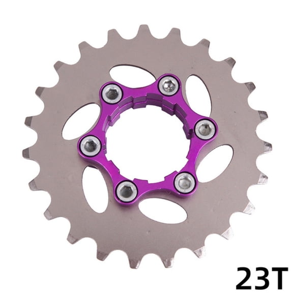 Mosiee Anodized Flywheel Cog 16 to 23 Tooth for Fixed Gear Bicycles Purple Silver 23T
