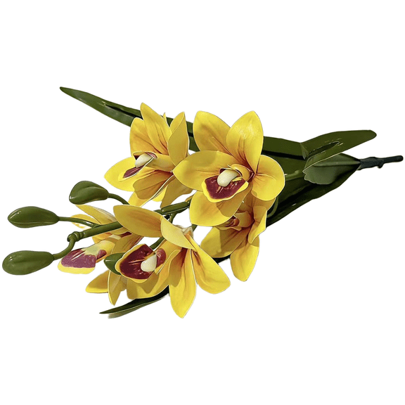 Mosiee Artificial Cymbidium Orchid Flower Stems Home Decor Wedding Arrangement Yellow