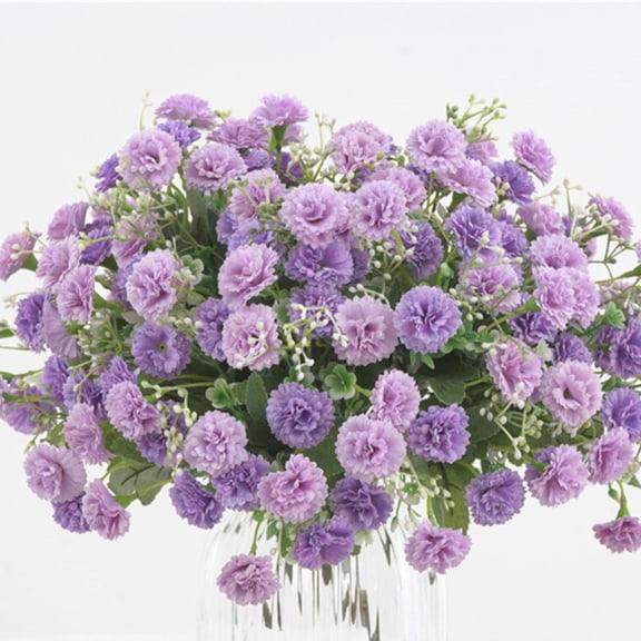 Mosiee Artificial Flowers Silk Flower Bouquet Fake Single Stem for Home Wedding Party Purple