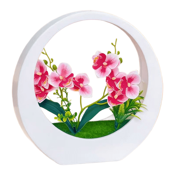 Mosiee Artificial Phalaenopsis Orchid Wall Hanging Container Moon Pot for Wedding Decor Pink