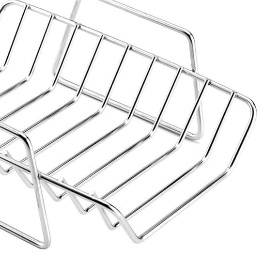 Mosiee Bbq Grilled Rib Rack Thickened Barbecue Tool Lamb Chop Grill Portable Simple Silver