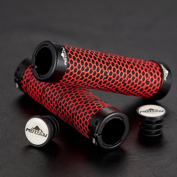 Mosiee Bilateral Lock Grip Cycle Dead Grip Double Lock Grip Hand Grip Mtb Mountain Bike Red