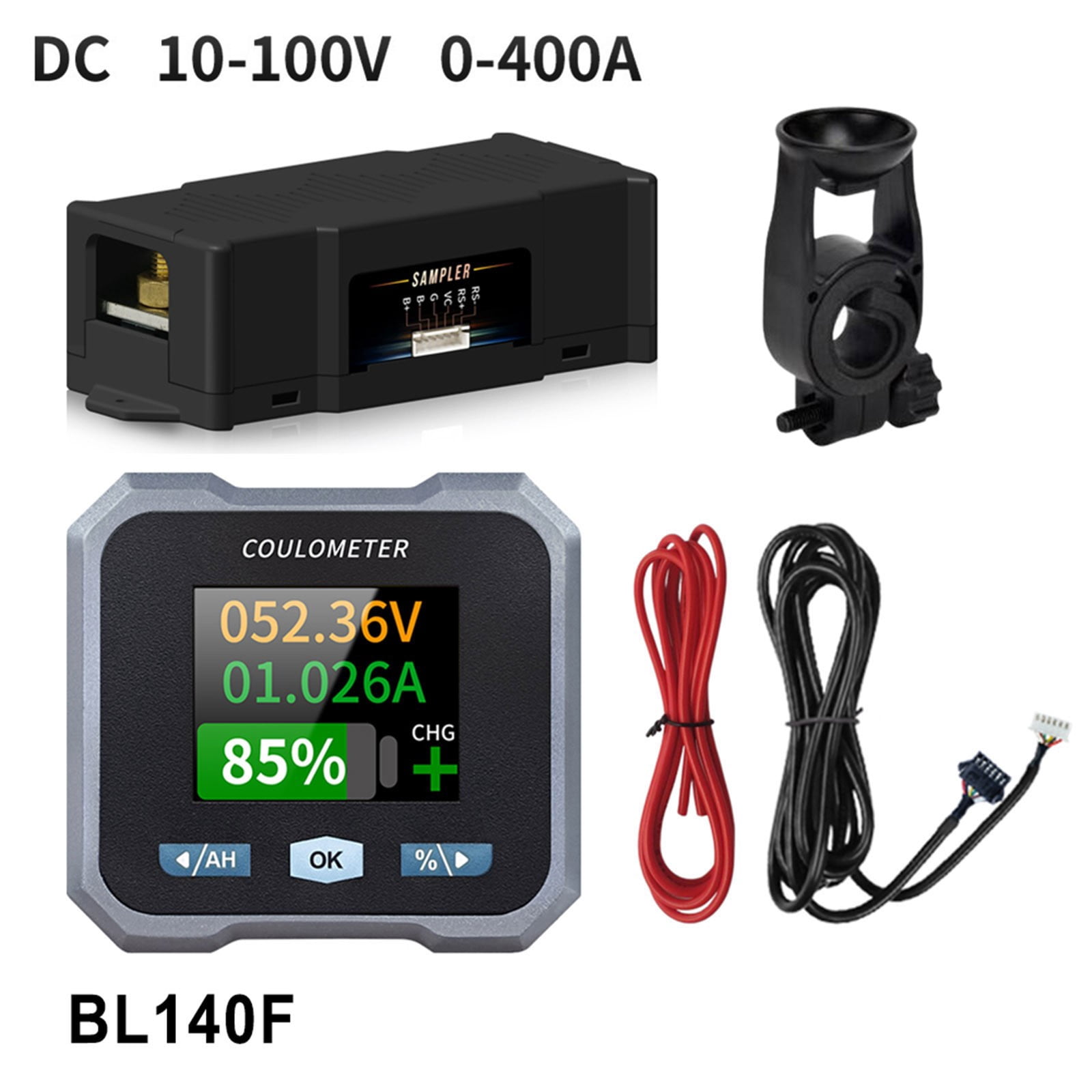 Mosiee Bl140F Battery Monitor With Shunt,400A 10-100V Battery Monitor Voltmeter