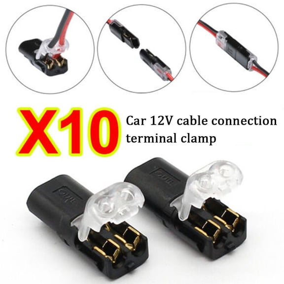 Mosiee Clip Cable Clamp Terminal Automatic Double Head Pvc Wire 10A 10Pcs 21.8*9.8*6.15Mm 2Pin 300V Connection Connector