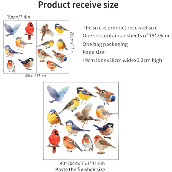 Mosiee Colorful Birds Wall Decals Pvc Self Paste Designs for Bedroom Living Room Modern