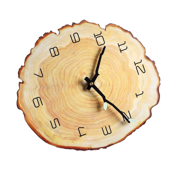 Mosiee Creative 12-inch Silent Mdf Wall Clock: Luminous Annual Ring Design Creative Wall Clock Creative Wall Clock for Stylish