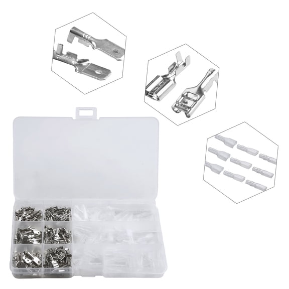 Mosiee Crimp Spade Crimp Terminal Connector Connectors Female & Male Insulated Terminal 3 Sizes Tinned Brass Wire Mixed